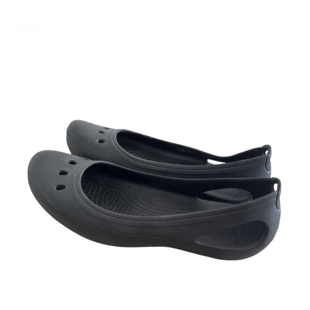 Crocs Womens Kadee Flat Slingback Shoes Black Slip On Cut Out Round Toe 8